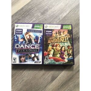 Xbox 360 : Dance Paradise  & KINECT ADVENTURES. LOT OF 2 GAMES . Pre Owned.